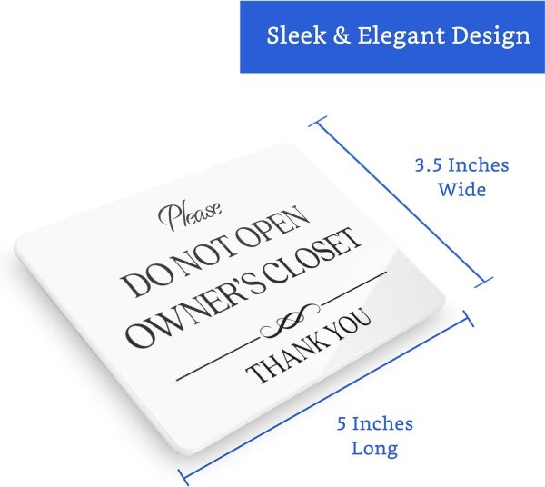 Do Not Open Owner's Closet Sign (White Acrylic 5 x 3.5 in) - Owners Closet Sign-... - Image 3