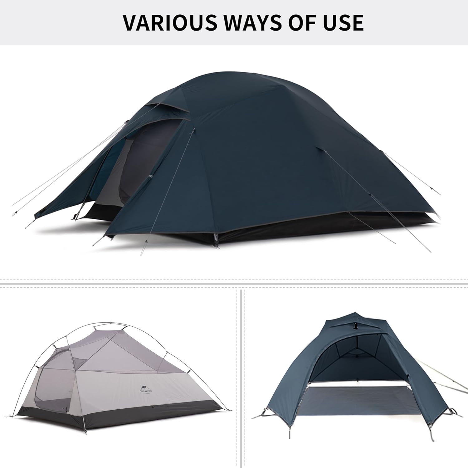 Naturehike Cloud-Up 3 Person Lightweight Backpacking Tent with Footprint - 3 Sea... 3 Naturehike Cloud-Up 3 Person Lightweight Backpacking Tent with Footprint - 3 Sea... - Image 3