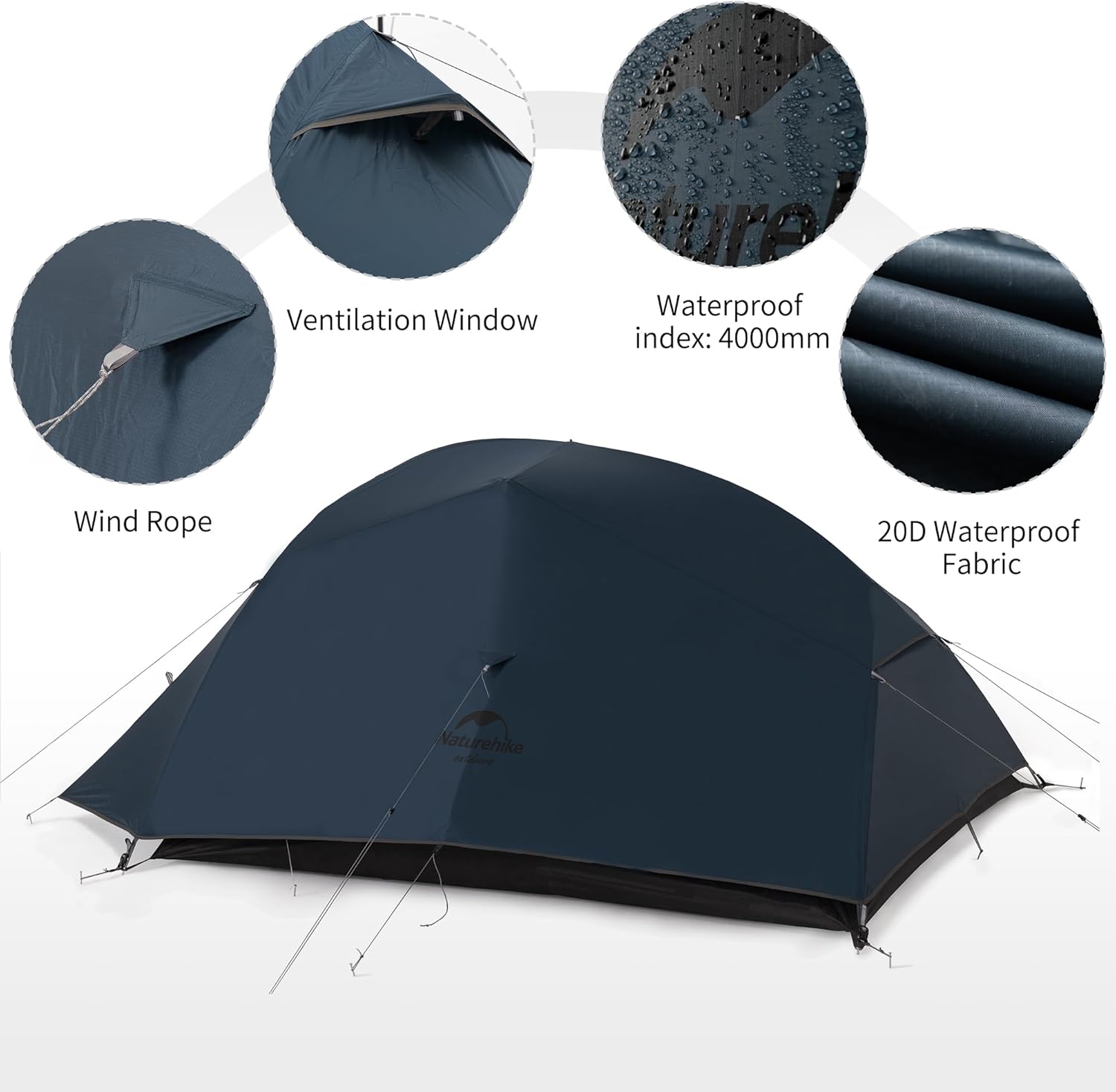 Naturehike Cloud-Up 3 Person Lightweight Backpacking Tent with Footprint - 3 Sea... 4 Naturehike Cloud-Up 3 Person Lightweight Backpacking Tent with Footprint - 3 Sea... - Image 4