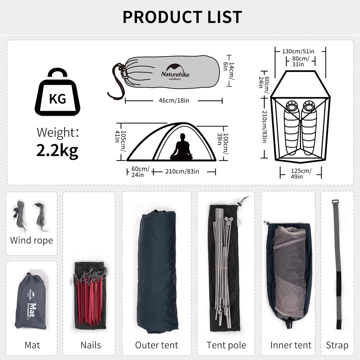 Naturehike Cloud-Up 3 Person Lightweight Backpacking Tent with Footprint - 3 Sea... 6 Naturehike Cloud-Up 3 Person Lightweight Backpacking Tent with Footprint - 3 Sea... - Image 6