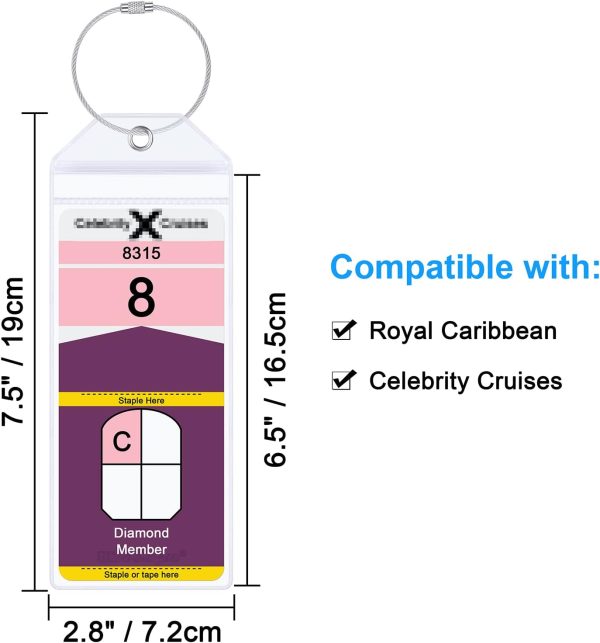 Wisdompro Cruise Luggage Tag Holder, 5 Pack Clear Waterproof Luggage Tags with Z... - Image 3