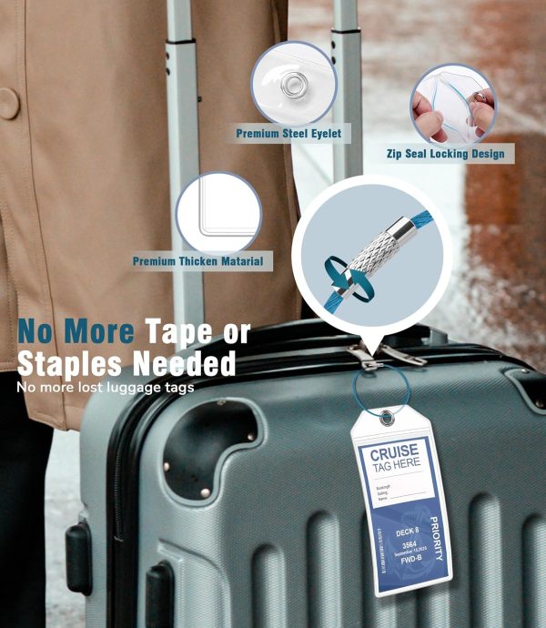6 Pack Luggage Tag Holder + 2 Pack Lanyard for Ship Cards, Royal Caribbean & Cel... - Image 4