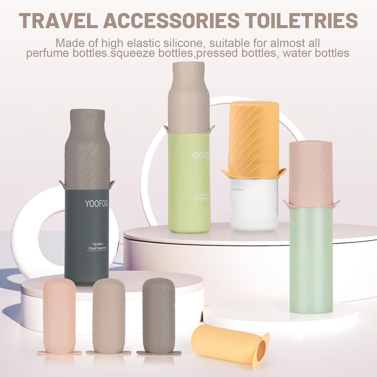Bottle Covers for Travel, Leak Proofing, Travel Size Container Silicone toiletry... 3 Bottle Covers for Travel, Leak Proofing, Travel Size Container Silicone toiletry... - Image 3