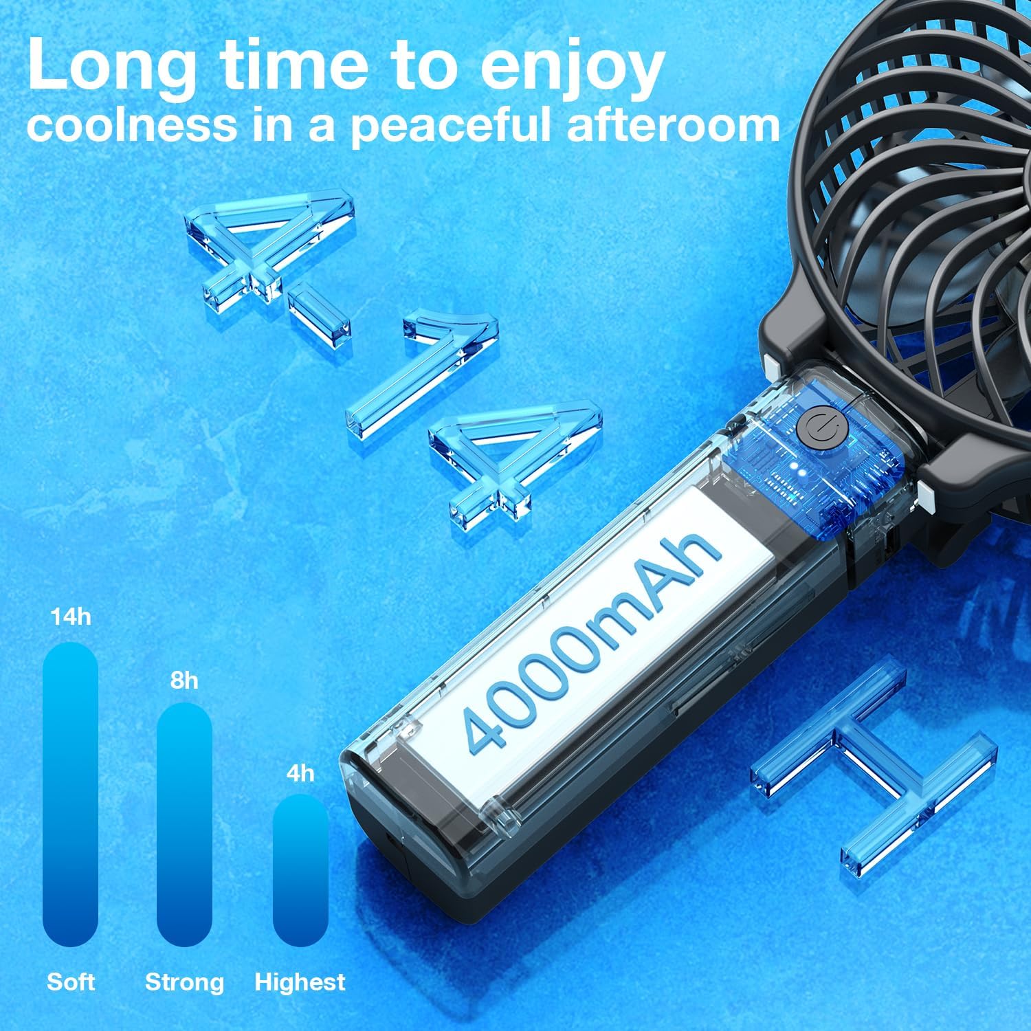 VersionTECH. Portable Handheld Fan, Powerful+Durable+4000mAh+180° Foldable, Mini... 5 VersionTECH. Portable Handheld Fan, Powerful+Durable+4000mAh+180° Foldable, Mini... - Image 5