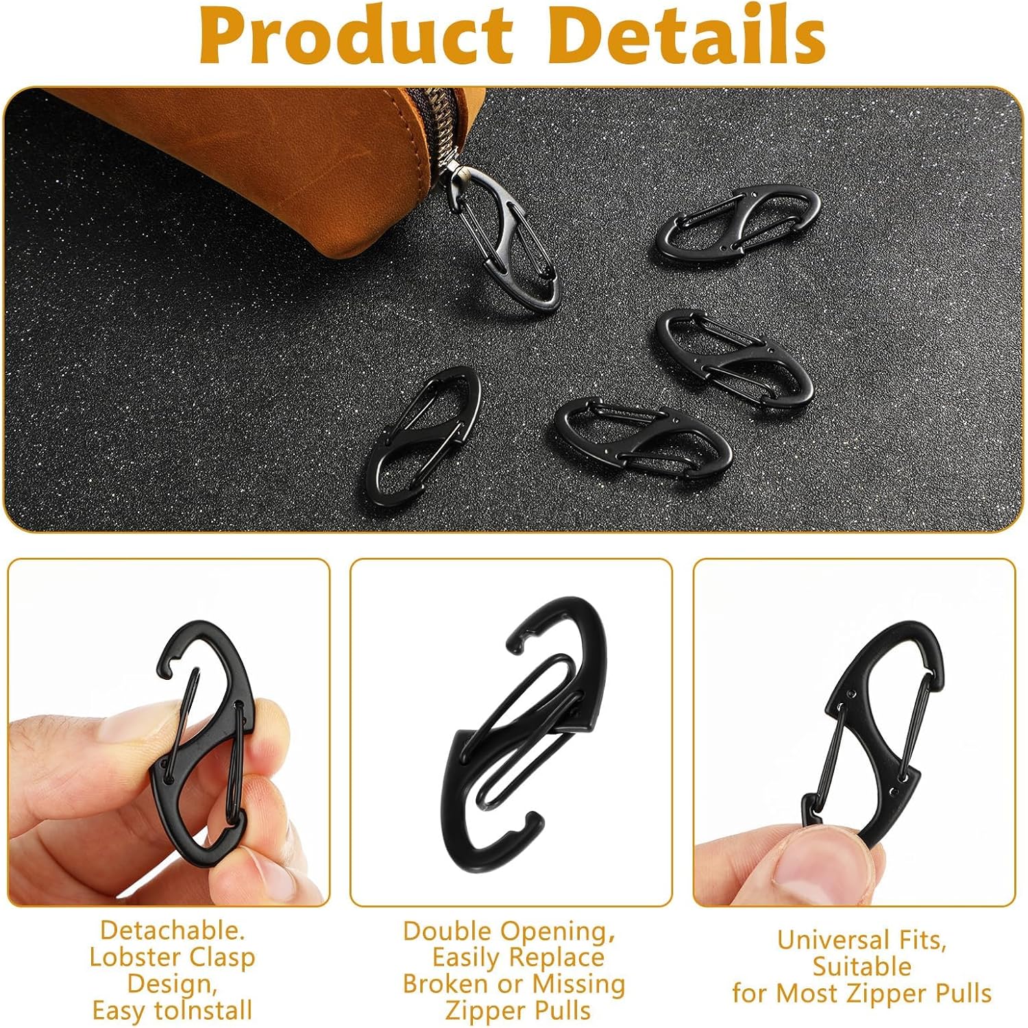 9Pcs Zipper Clip Theft Deterrent, Double Opening Lock Zipper Pull Replacement Cl... 5 9Pcs Zipper Clip Theft Deterrent, Double Opening Lock Zipper Pull Replacement Cl... - Image 5