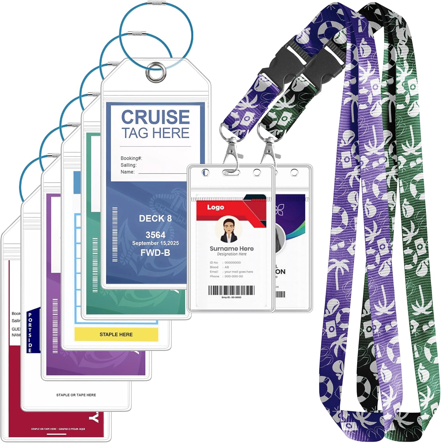 6 Pack Luggage Tag Holder + 2 Pack Lanyard for Ship Cards, Royal Caribbean & Cel... 2 6 Pack Luggage Tag Holder + 2 Pack Lanyard for Ship Cards, Royal Caribbean & Cel... - Image 2