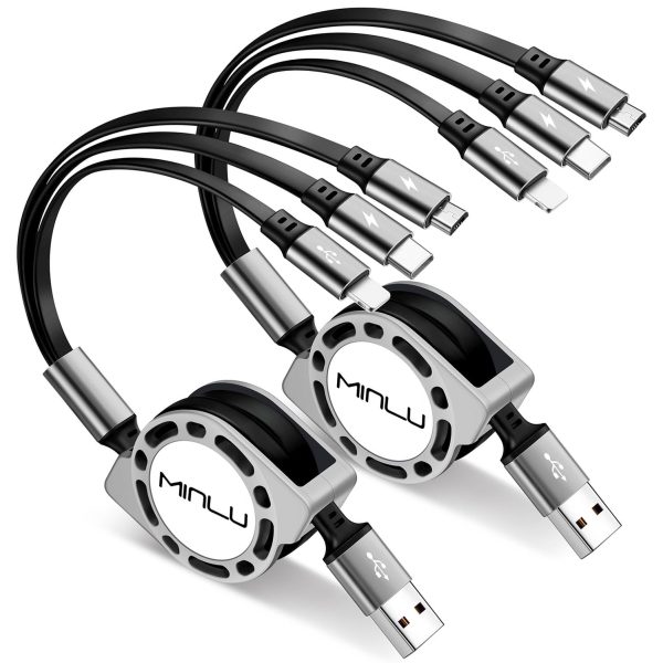 Multi Charging Cable 3A, [2Pack 4ft] Retractable Multi Charging Cord 3 in 1 Fast... - Image 2