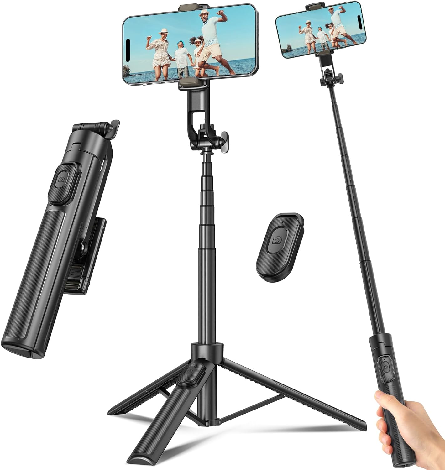 Selfie Stick Travel Tripod for Cell Phone with Remote Control and Phone Holder, ... 2 Selfie Stick Travel Tripod for Cell Phone with Remote Control and Phone Holder, ... - Image 2