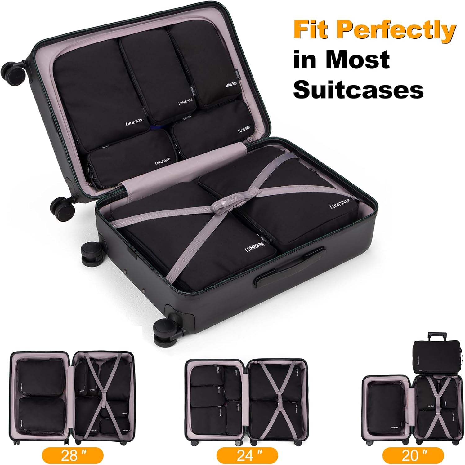 8 Set Compression Packing Cubes for Travel, Waterproof Luggage Organizers, Suitc... 3 8 Set Compression Packing Cubes for Travel, Waterproof Luggage Organizers, Suitc... - Image 3