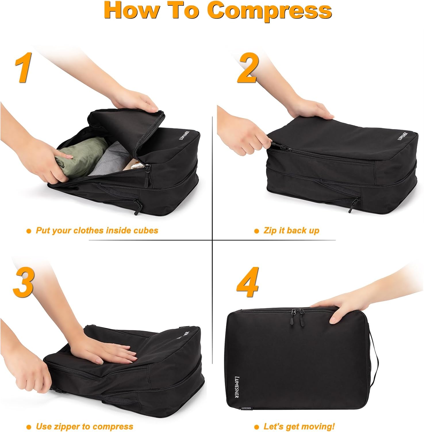 8 Set Compression Packing Cubes for Travel, Waterproof Luggage Organizers, Suitc... 4 8 Set Compression Packing Cubes for Travel, Waterproof Luggage Organizers, Suitc... - Image 4