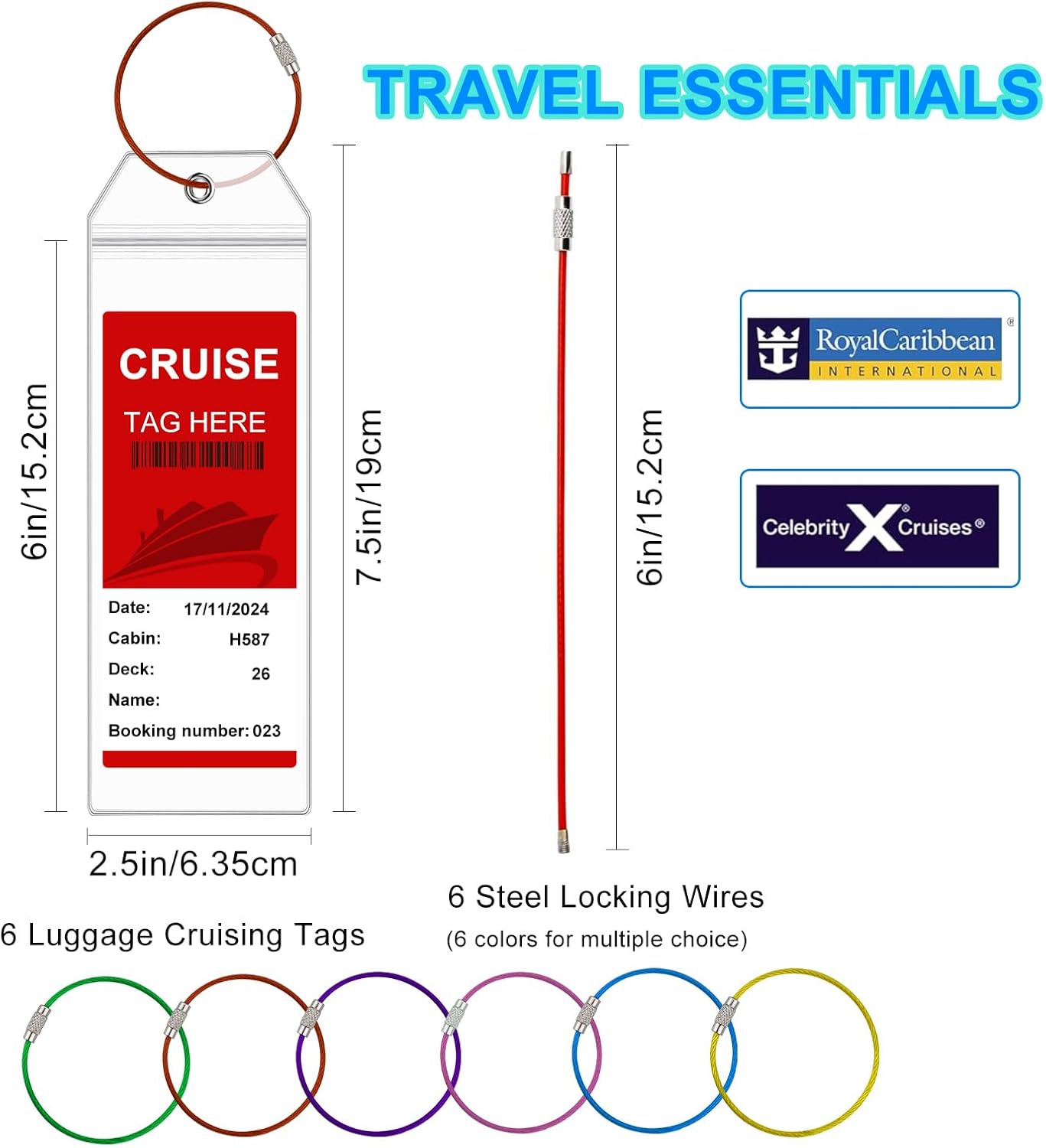 Mziart Cruise Luggage Tag Holder for Royal Caribbean & Celebrity, 6 Pack Waterpr... 4 Mziart Cruise Luggage Tag Holder for Royal Caribbean & Celebrity, 6 Pack Waterpr... - Image 4