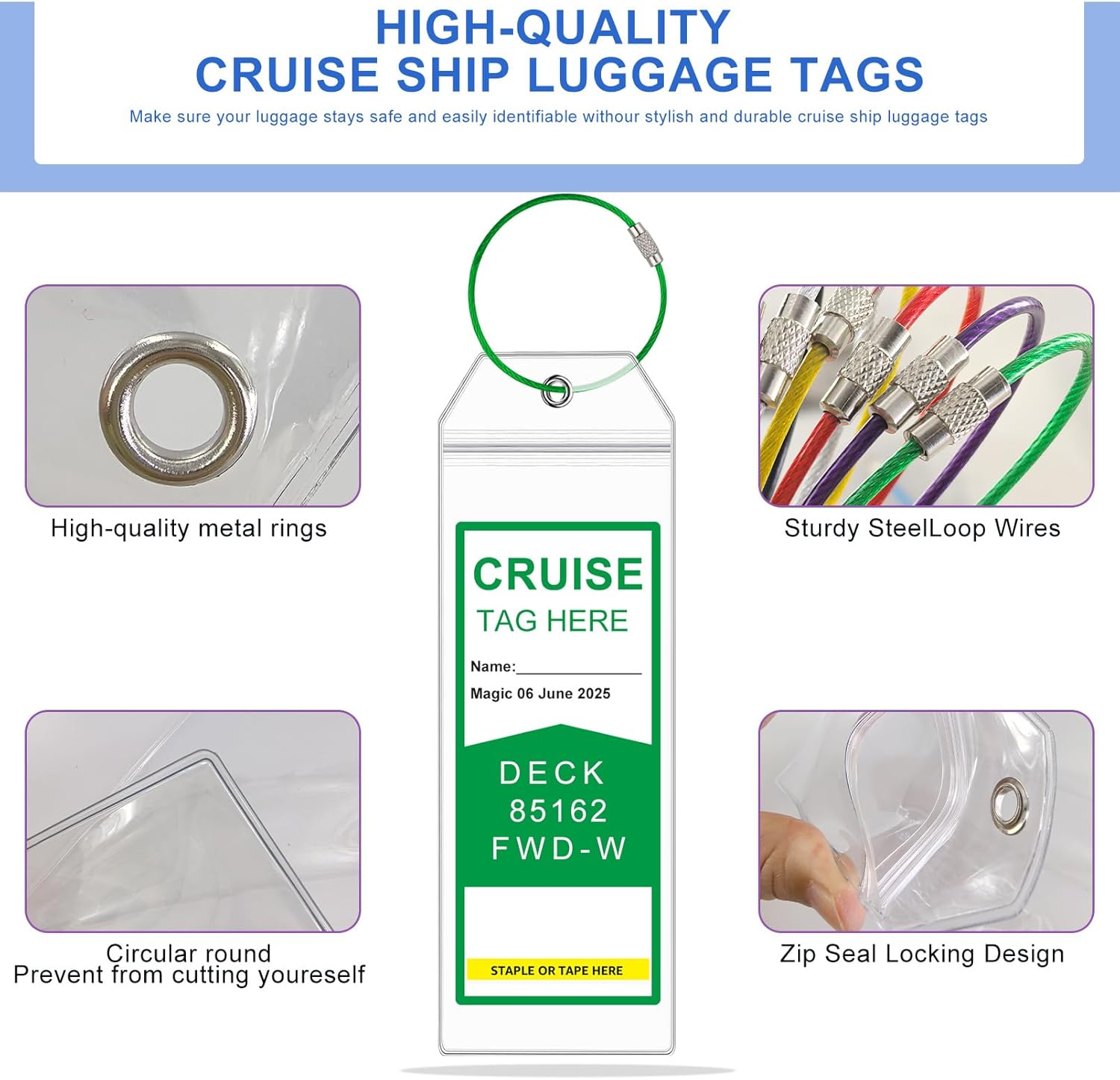 Mziart Cruise Luggage Tag Holder for Royal Caribbean & Celebrity, 6 Pack Waterpr... 5 Mziart Cruise Luggage Tag Holder for Royal Caribbean & Celebrity, 6 Pack Waterpr... - Image 5