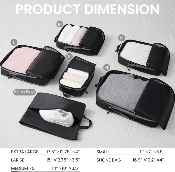 BAGAIL 4 Set/6 Set Ultralight Compression Packing Cubes Packing Organizer for Tr... - Image 3