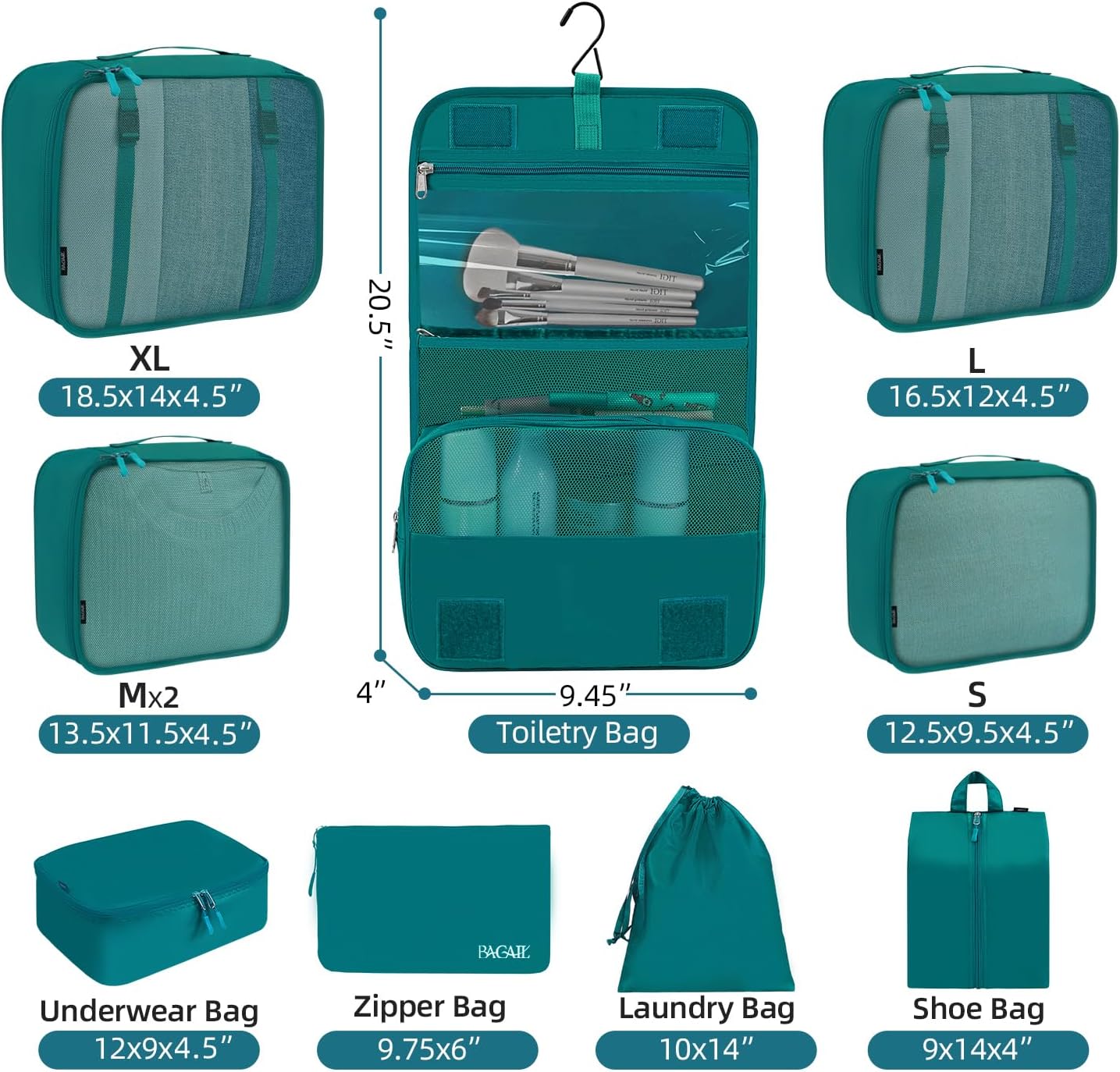 BAGAIL 6 Set/8 Set/10 Set Packing Cubes Various Sizes Packing Organizer for Trav... 3 BAGAIL 6 Set/8 Set/10 Set Packing Cubes Various Sizes Packing Organizer for Trav... - Image 3