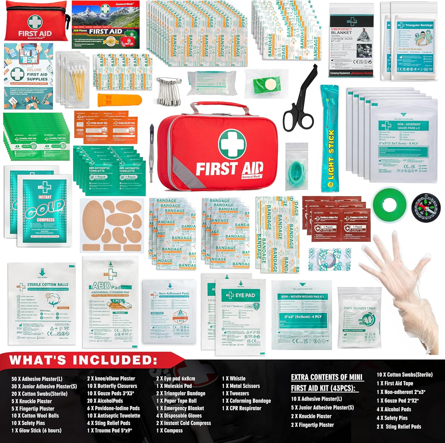 General Medi 2-in-1 First Aid Kit (215 Piece Set) + 43 Piece Mini First Aid Kit ... 3 General Medi 2-in-1 First Aid Kit (215 Piece Set) + 43 Piece Mini First Aid Kit ... - Image 3