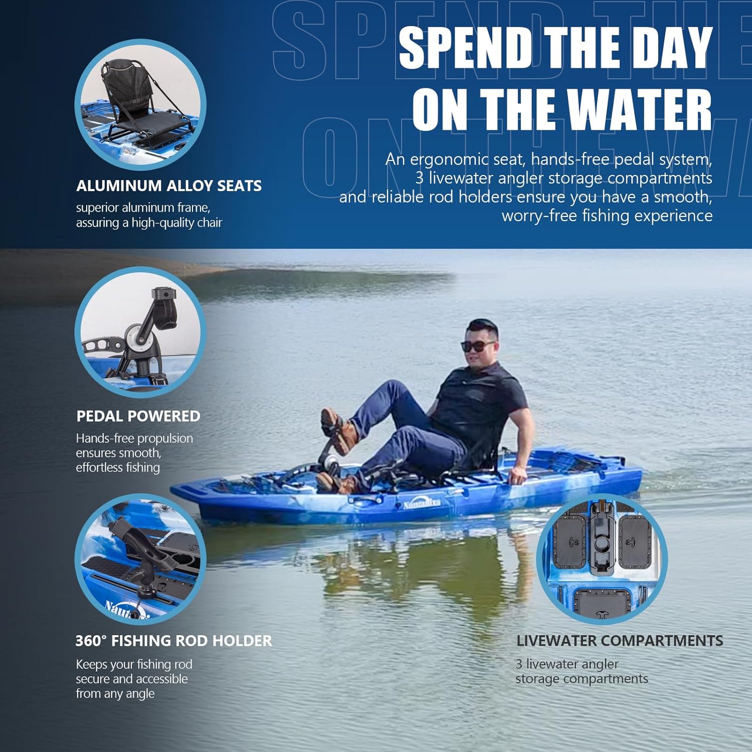 Fishing Kayak with Pedal Drive - 10ft Lightweight, Sit On Top Kayaks for Adults&... 4 Fishing Kayak with Pedal Drive - 10ft Lightweight, Sit On Top Kayaks for Adults&... - Image 4