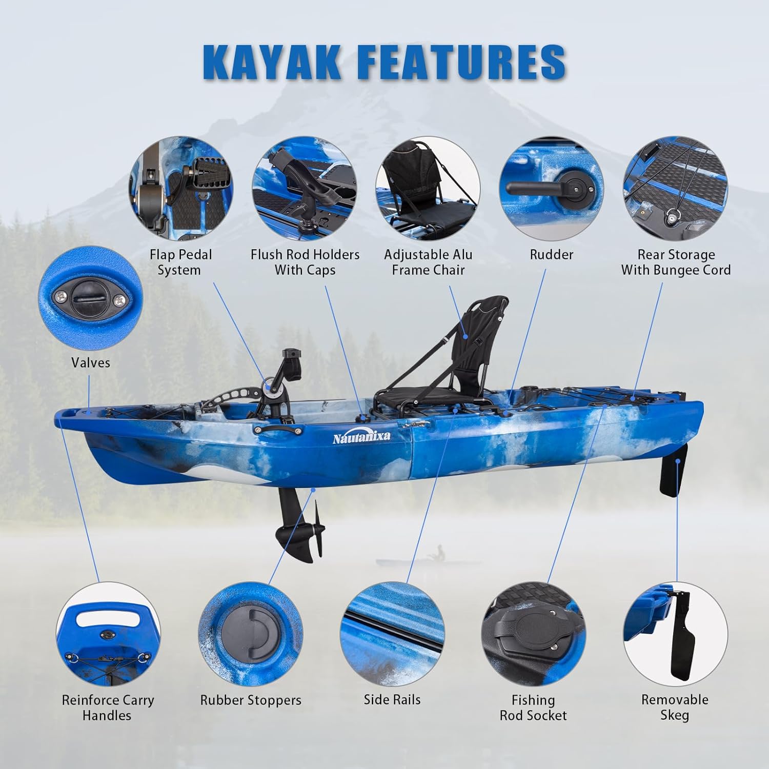 Fishing Kayak with Pedal Drive - 10ft Lightweight, Sit On Top Kayaks for Adults&... 8 Fishing Kayak with Pedal Drive - 10ft Lightweight, Sit On Top Kayaks for Adults&... - Image 8