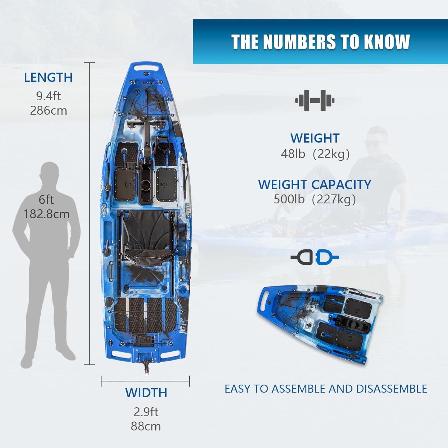Fishing Kayak with Pedal Drive - 10ft Lightweight, Sit On Top Kayaks for Adults&... 9 Fishing Kayak with Pedal Drive - 10ft Lightweight, Sit On Top Kayaks for Adults&... - Image 9