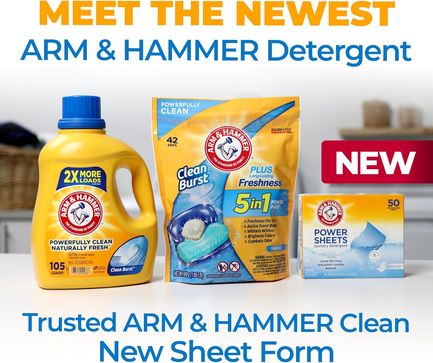 Arm & Hammer Power Sheets Laundry Detergent, Fresh Linen 50ct, up to 100 Small L... 7 Arm & Hammer Power Sheets Laundry Detergent, Fresh Linen 50ct, up to 100 Small L... - Image 10