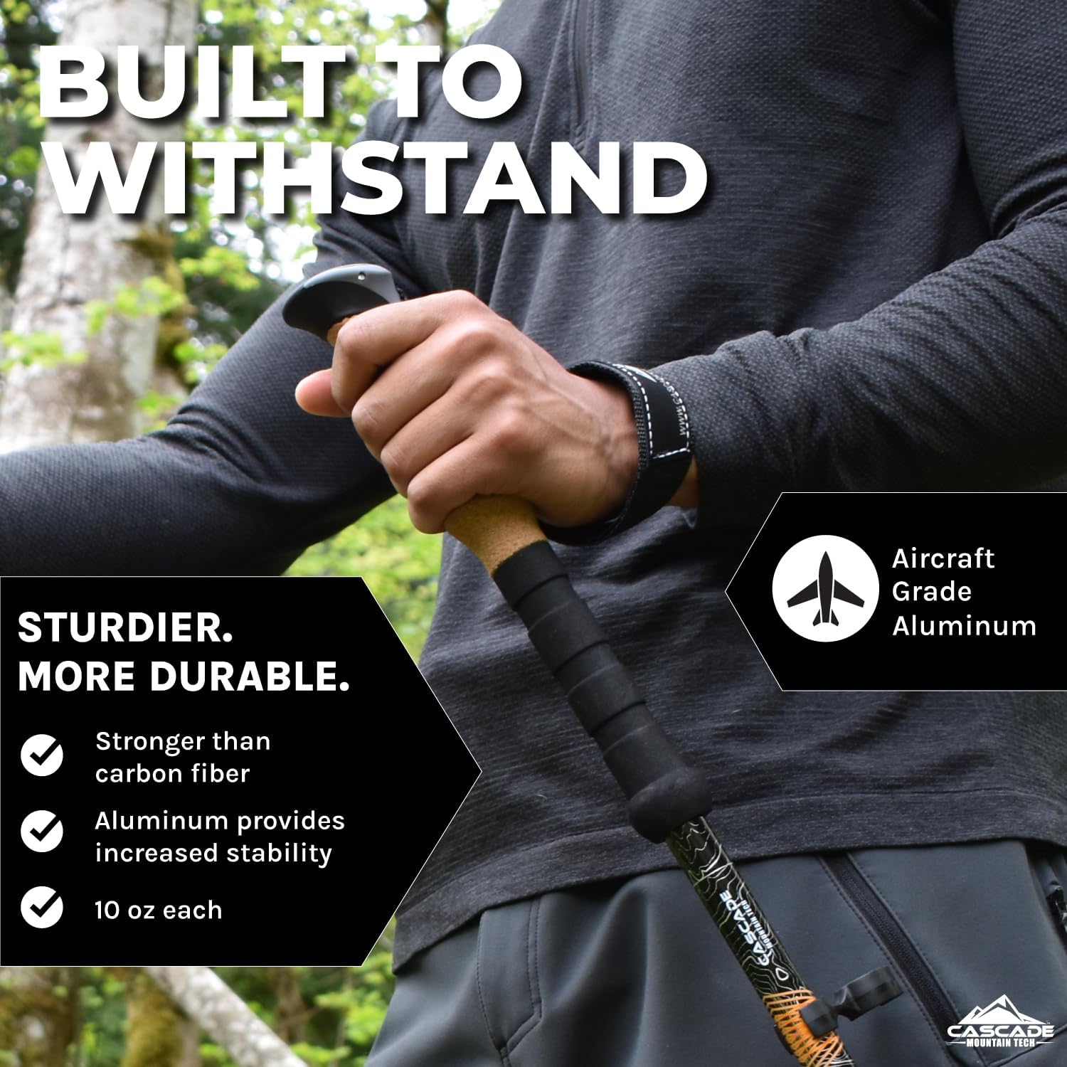 Cascade Mountain Tech Lightweight Aircraft-Grade Aluminum Trekking Poles with Ex... 3 Cascade Mountain Tech Lightweight Aircraft-Grade Aluminum Trekking Poles with Ex... - Image 3