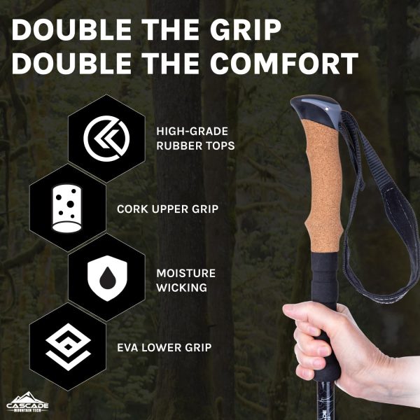 Cascade Mountain Tech Lightweight Aircraft-Grade Aluminum Trekking Poles with Ex... - Image 4