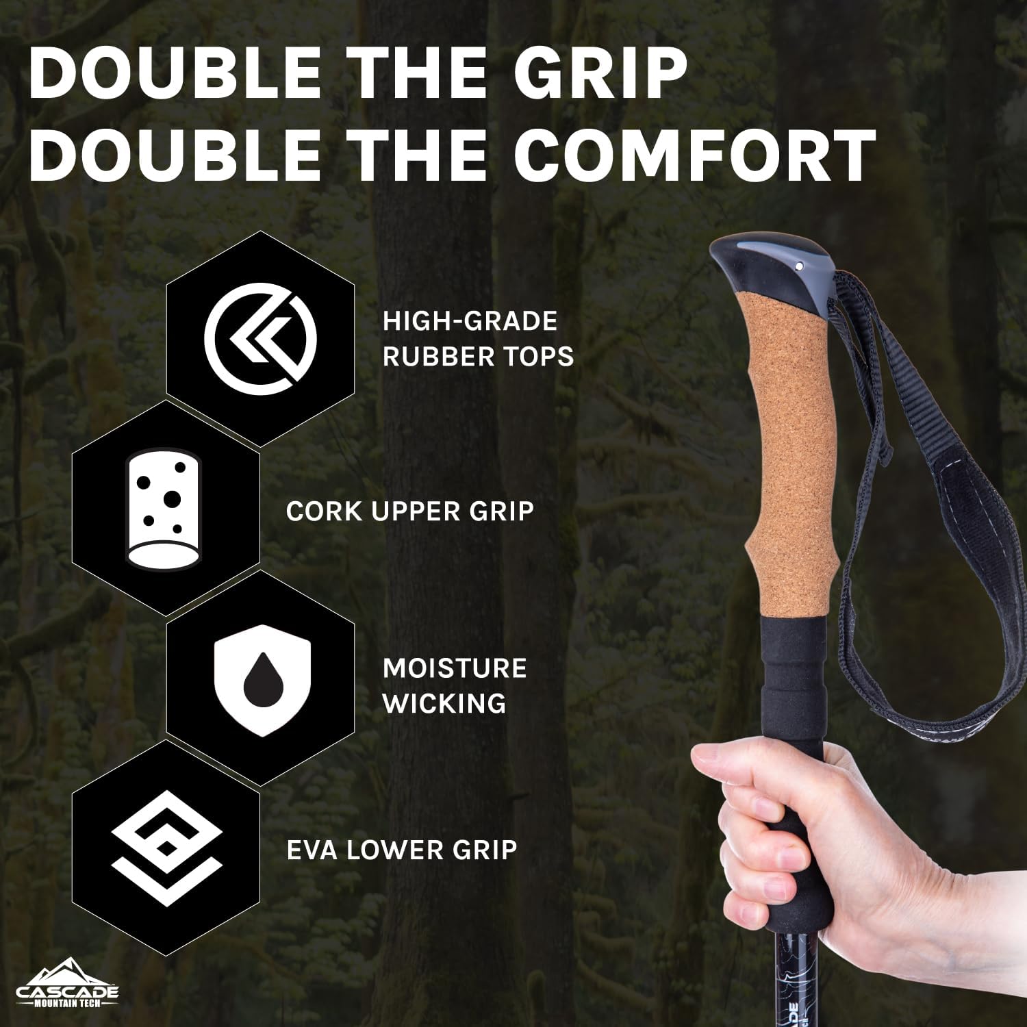 Cascade Mountain Tech Lightweight Aircraft-Grade Aluminum Trekking Poles with Ex... 4 Cascade Mountain Tech Lightweight Aircraft-Grade Aluminum Trekking Poles with Ex... - Image 4