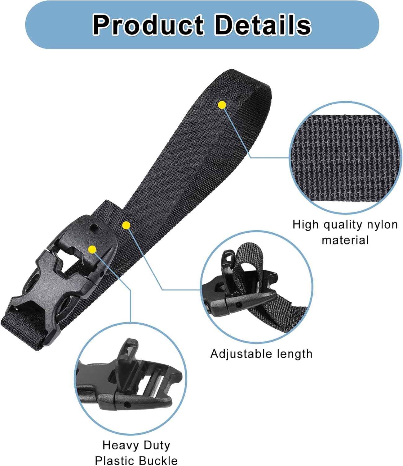 Vigorport Utility Straps with Quick Release Buckle, Nylon Backpack Accessory Yog... 3 Vigorport Utility Straps with Quick Release Buckle, Nylon Backpack Accessory Yog... - Image 3