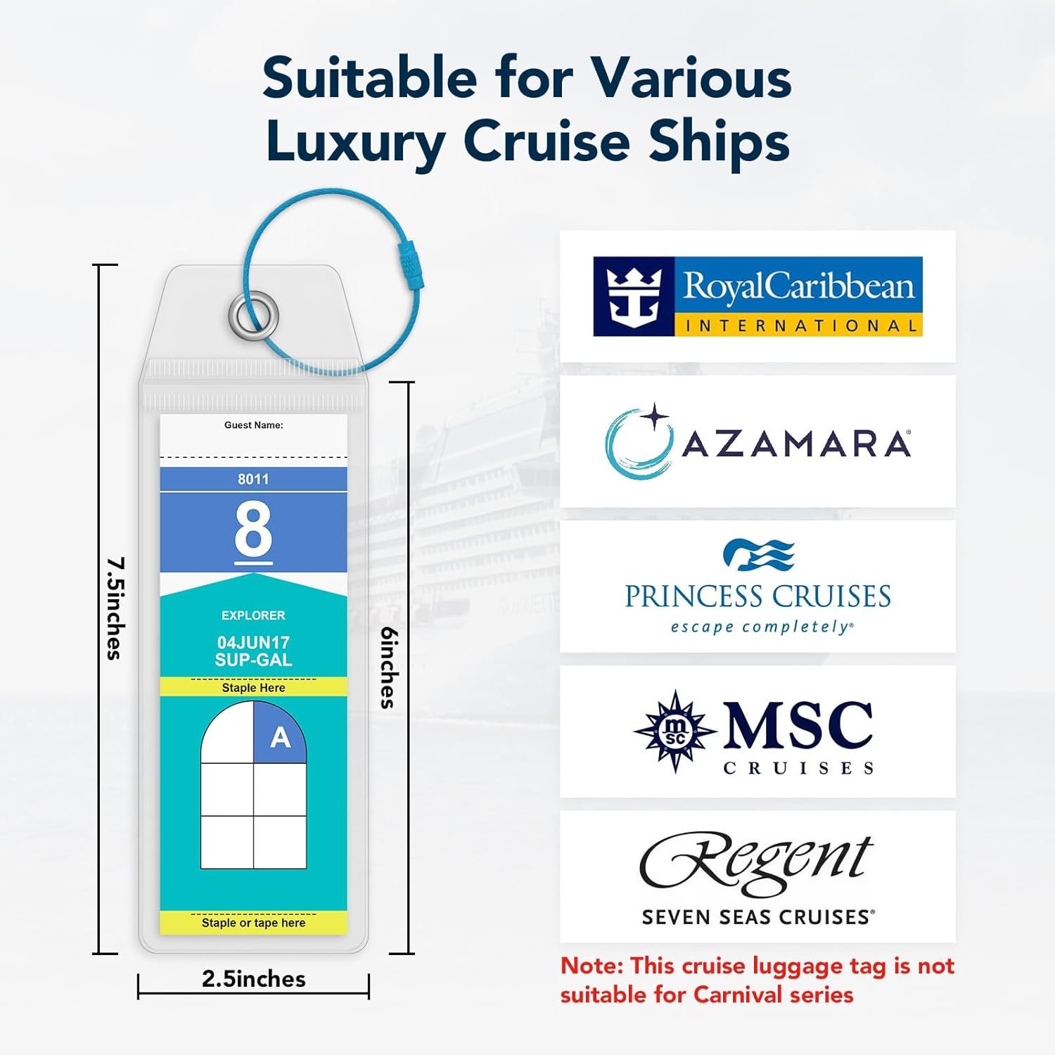 8PCS Cruise Luggage Tags, Clear Luggage Tag Suitable for All Royal Caribbean and... - Image 3