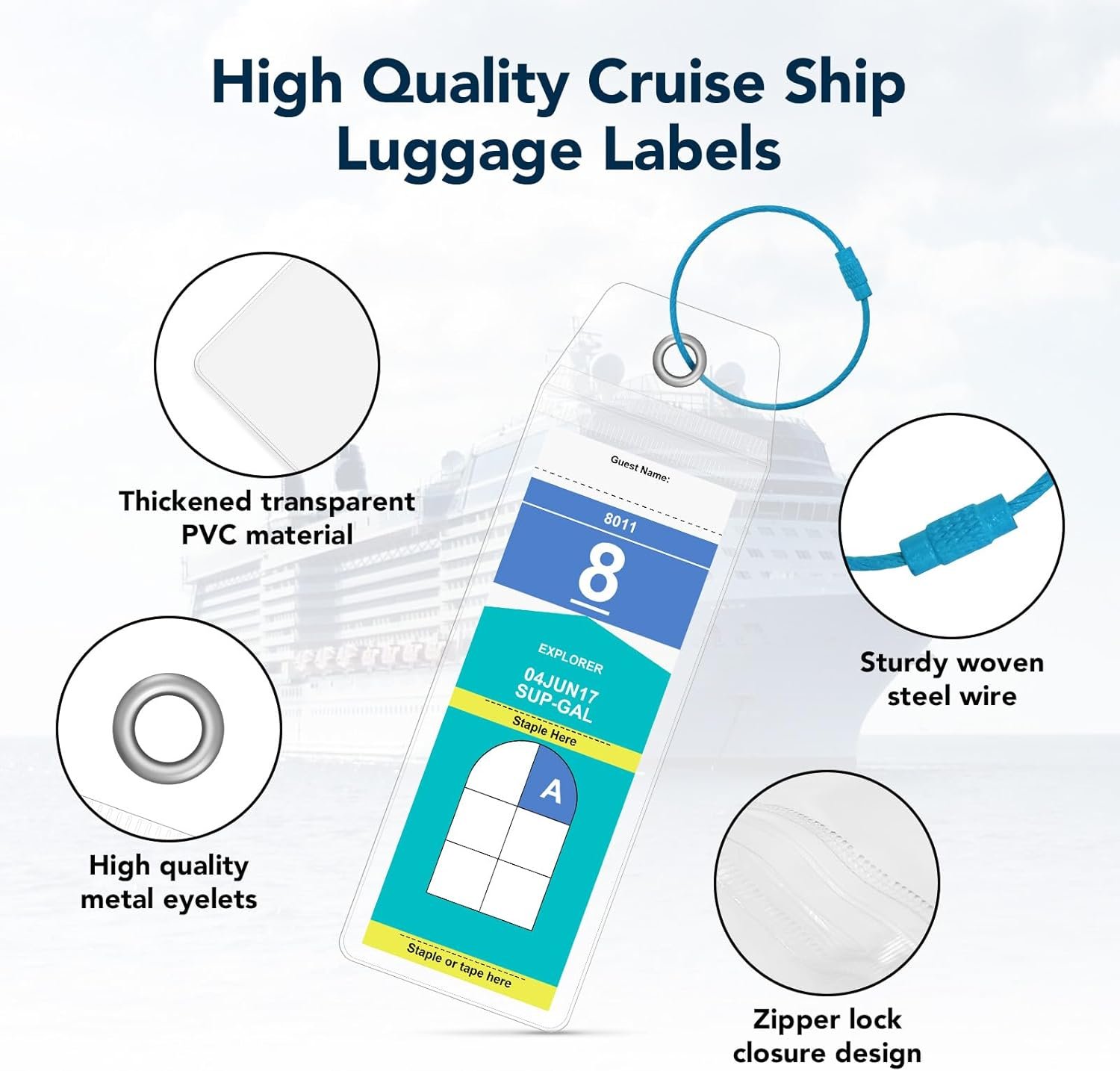 8PCS Cruise Luggage Tags, Clear Luggage Tag Suitable for All Royal Caribbean and... - Image 4