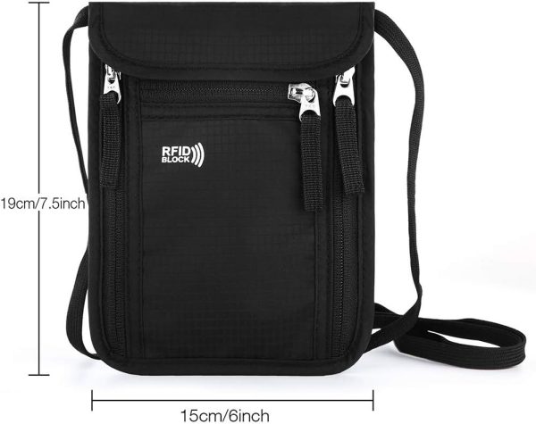 Travel Pouch Neck Wallet Family Passport Holder Organizer Case with RFID Blockin... - Image 5
