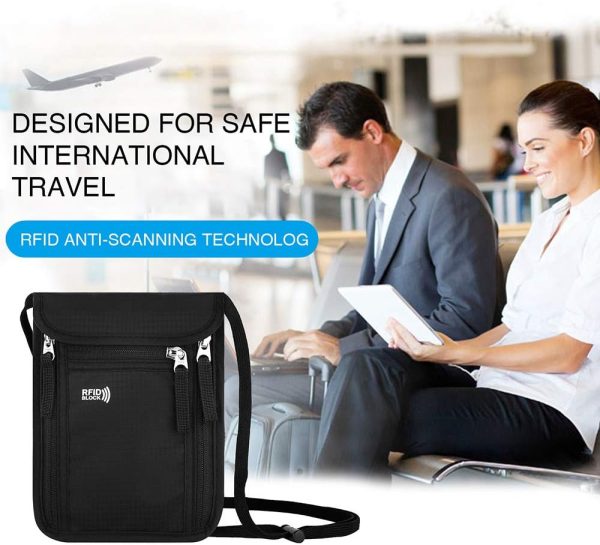 Travel Pouch Neck Wallet Family Passport Holder Organizer Case with RFID Blockin... - Image 8