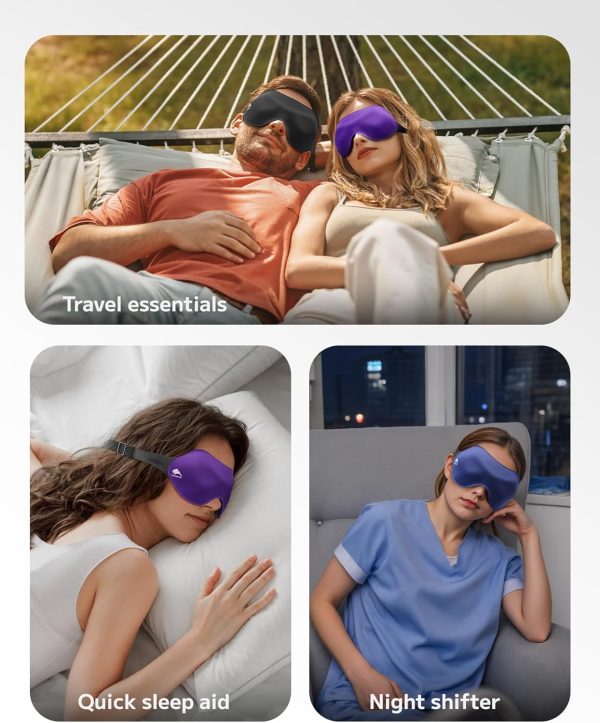 Sleep Eye Mask for Side Sleeper Men Women 3 Pack: 100% Blackout 3D Eye Masks for... - Image 8