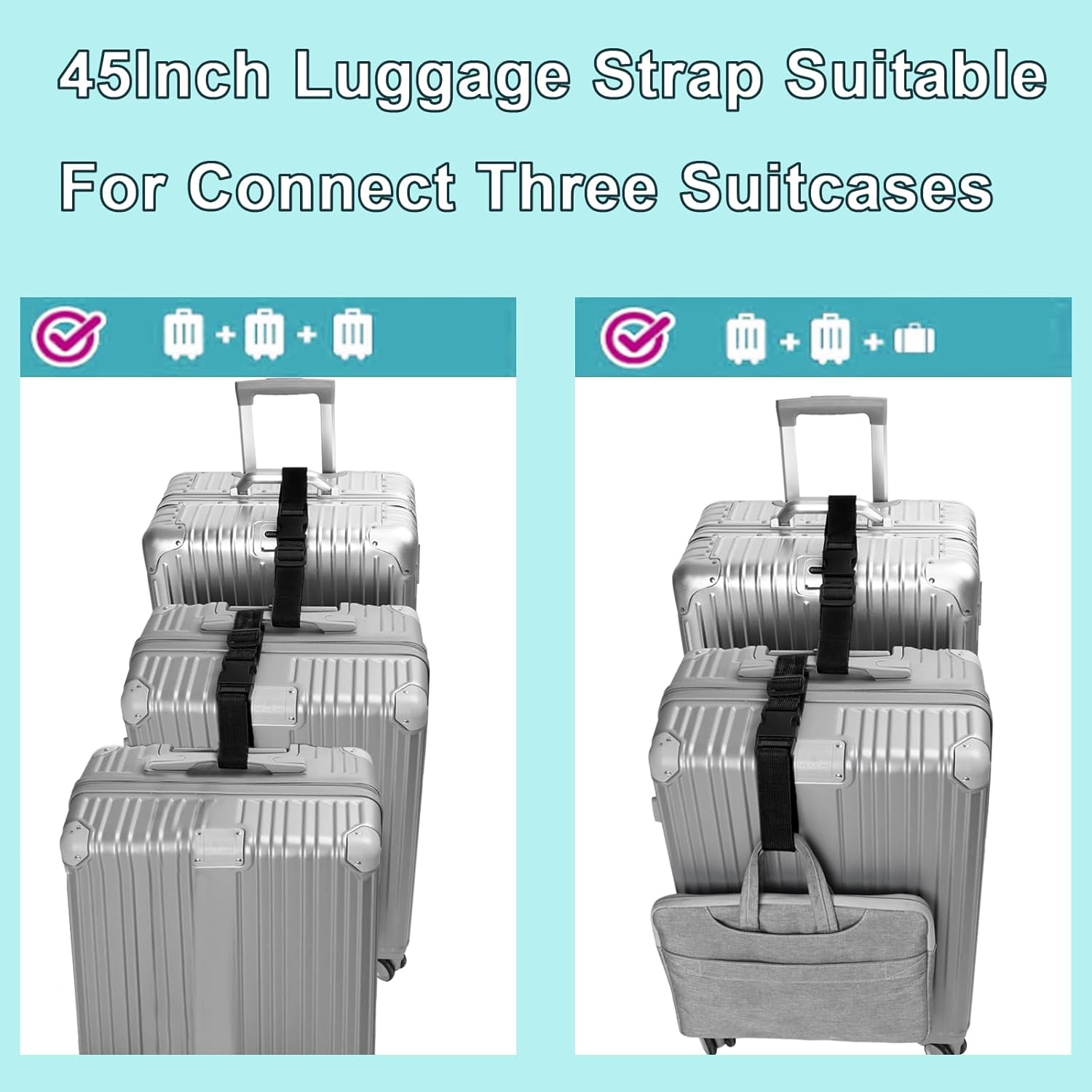 2Pack Add Bag Luggag Straps for Carry On Bag, Adjustable Suitcase Belt Add Bag T... 3 2Pack Add Bag Luggag Straps for Carry On Bag, Adjustable Suitcase Belt Add Bag T... - Image 3