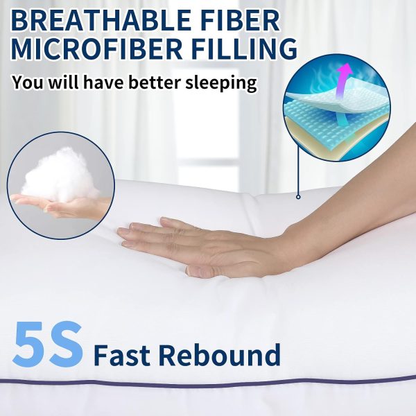 Hotel Quality Cooling Queen Size Bed Pillows Set of 4 - Soft, Firm, and Supporti... - Image 3
