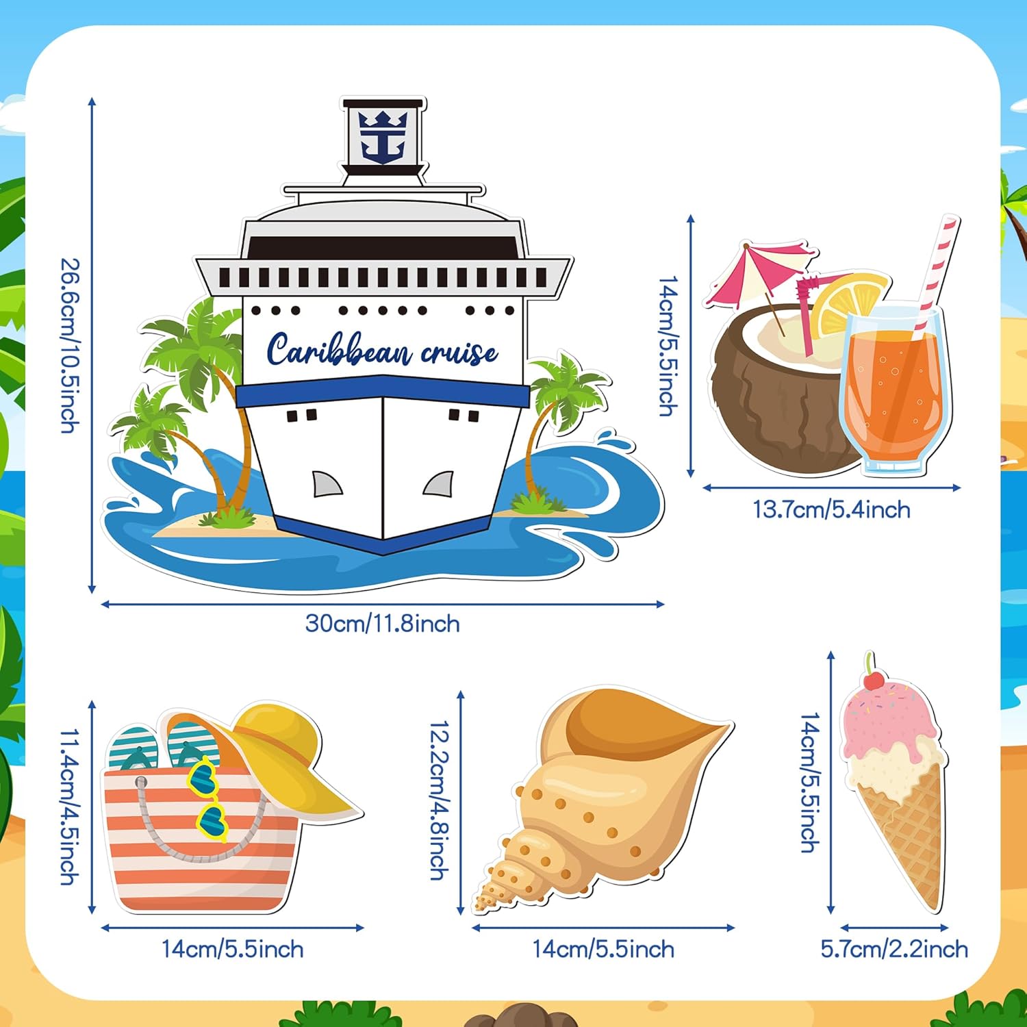 JAPBOR Cruise Door Decorations Magnetic - 5PCS Caribbean Cruise Magnet, Summer S... 3 JAPBOR Cruise Door Decorations Magnetic - 5PCS Caribbean Cruise Magnet, Summer S... - Image 3