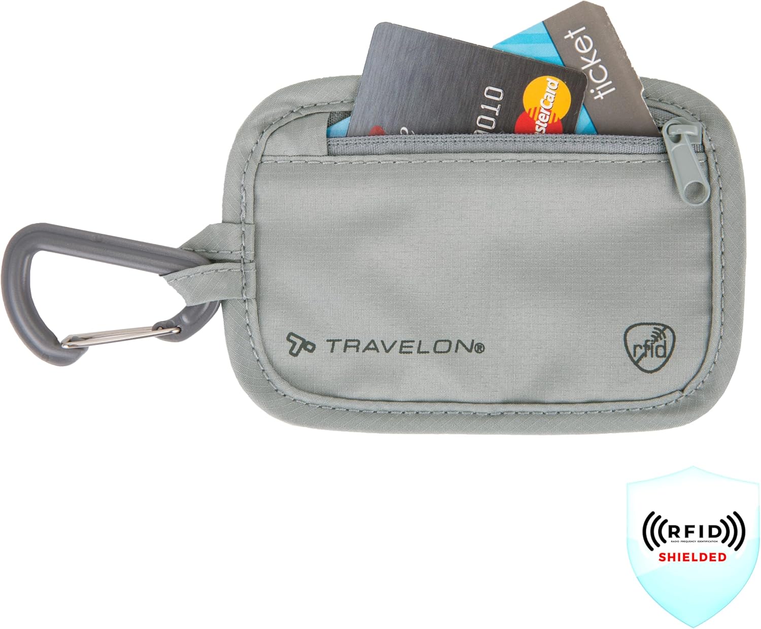 Travelon Travelon Rfid Blocking Clip Stash Pouch Travel Tote, Gray 3 Travelon Travelon Rfid Blocking Clip Stash Pouch Travel Tote, Gray - Image 3