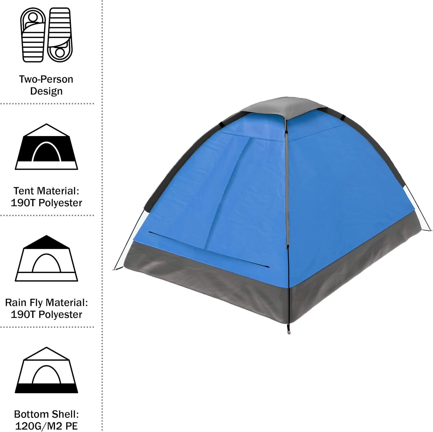2-Person Dome Tent – Easy Set Up Shelter with Rain Fly and Carrying Bag for Camp... 4 2-Person Dome Tent – Easy Set Up Shelter with Rain Fly and Carrying Bag for Camp... - Image 4