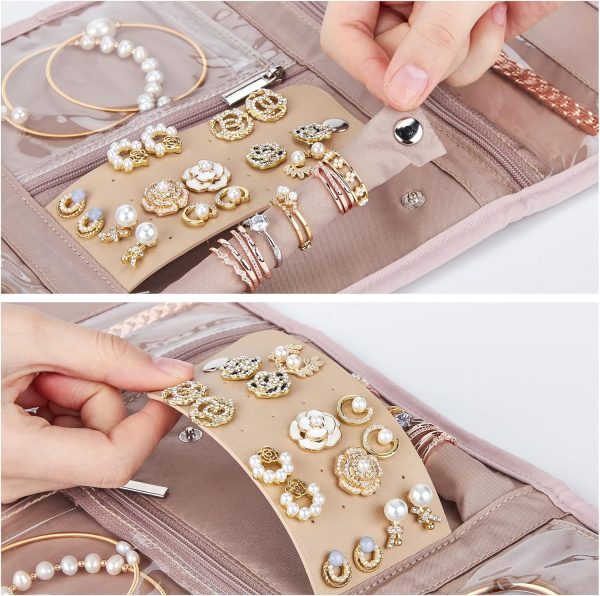 BELALIFE Travel Jewelry Case Organizer, Medium Foldable Storage Roll for Earring... - Image 4