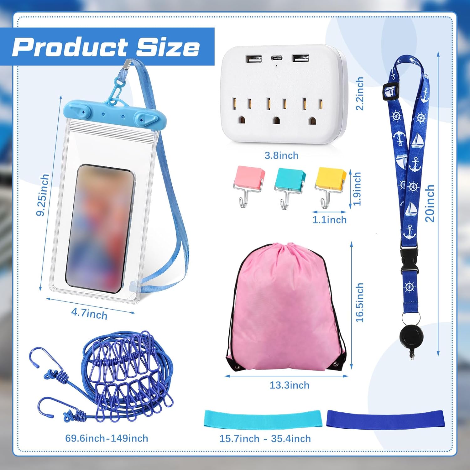 Yeaqee 33 Pcs Cruise Accessories Kit for 4 People Cruise Essentials Includes 8 L... 3 Yeaqee 33 Pcs Cruise Accessories Kit for 4 People Cruise Essentials Includes 8 L... - Image 3