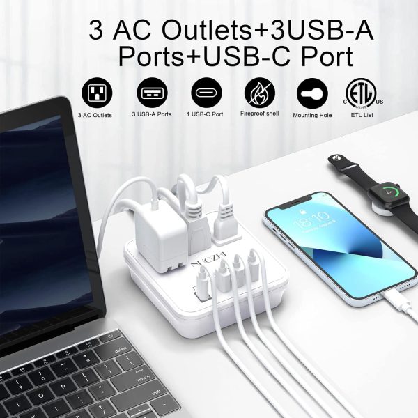 Cruise Essentials, NUOZHI 6 Ft Power Strip with 3 Outlets and 4 USB Ports(1 USB ... - Image 3