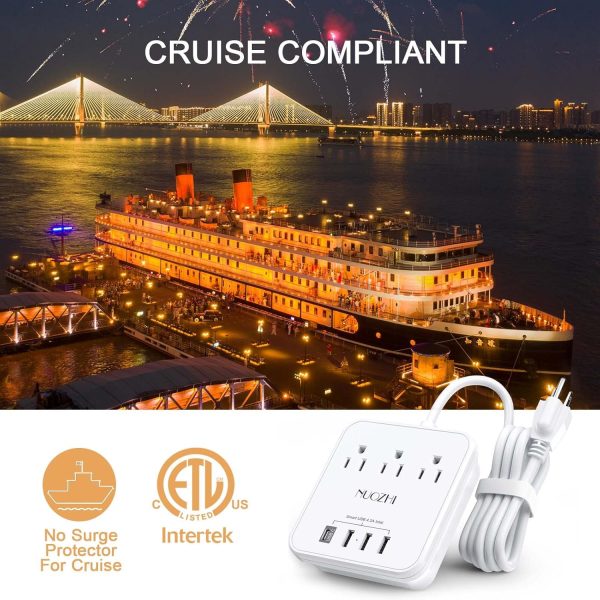 Cruise Essentials, NUOZHI 6 Ft Power Strip with 3 Outlets and 4 USB Ports(1 USB ... - Image 7