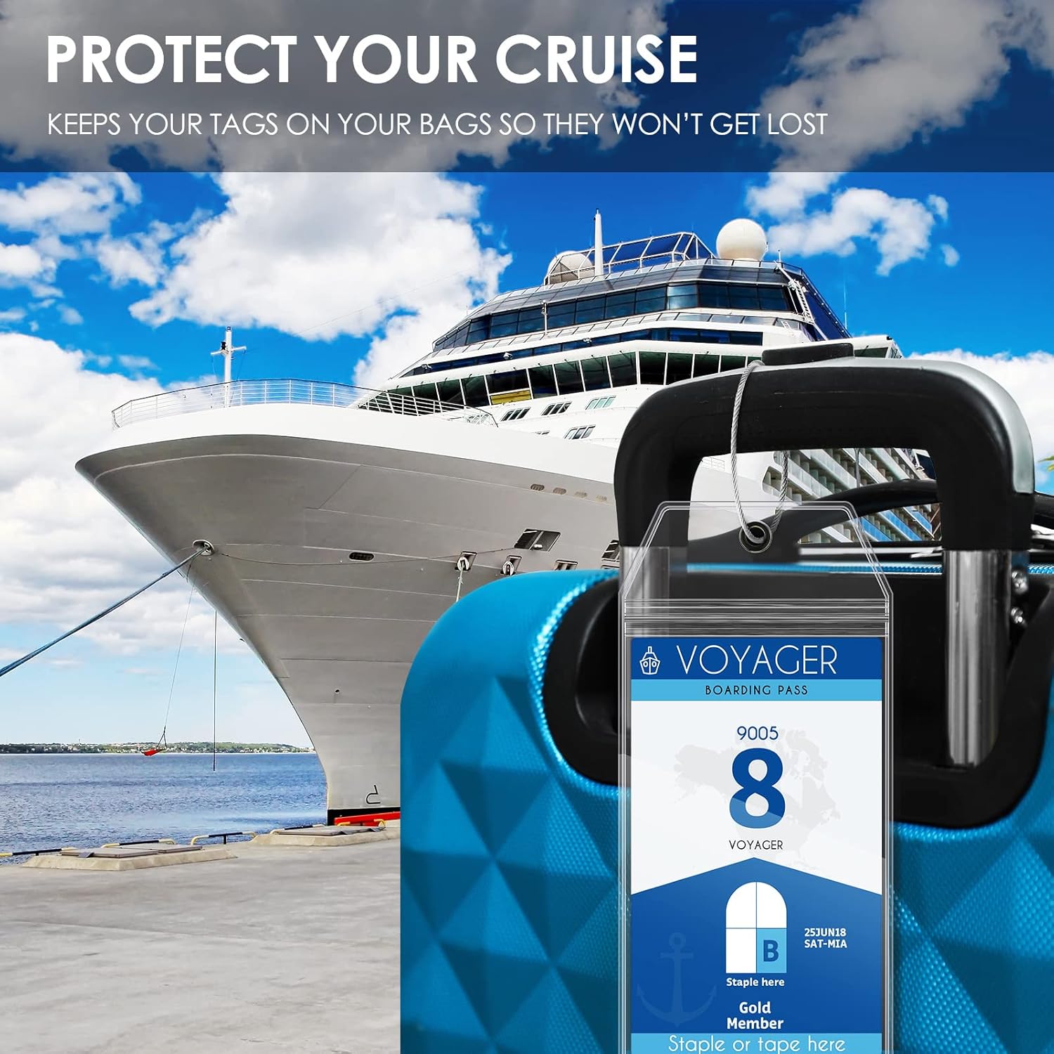 Oudain Carnival Cruise Ship Essentials Kit, 8 Waterproof Luggage Tag Holders, 4 ... 8 Oudain Carnival Cruise Ship Essentials Kit, 8 Waterproof Luggage Tag Holders, 4 ... - Image 8
