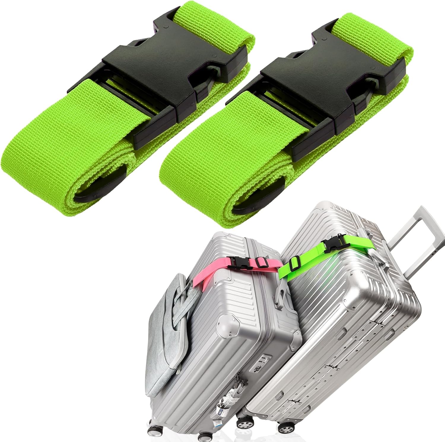 2Pack Add Bag Luggag Straps for Carry On Bag, Adjustable Suitcase Belt Add Bag T... 2 2Pack Add Bag Luggag Straps for Carry On Bag, Adjustable Suitcase Belt Add Bag T... - Image 2