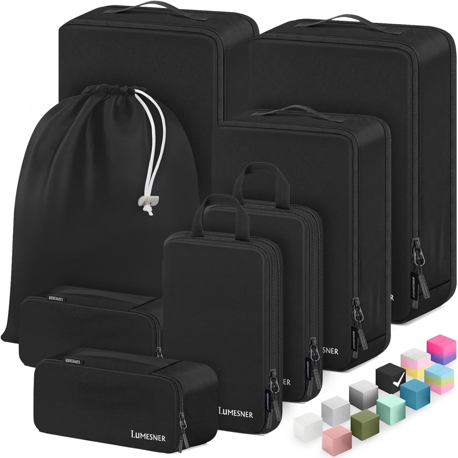 8 Set Compression Packing Cubes for Travel, Waterproof Luggage Organizers, Suitc... 2 8 Set Compression Packing Cubes for Travel, Waterproof Luggage Organizers, Suitc... - Image 2