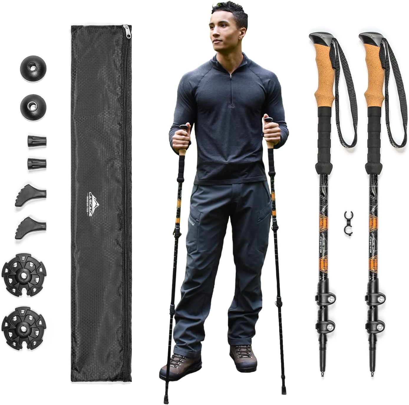Cascade Mountain Tech Lightweight Aircraft-Grade Aluminum Trekking Poles with Ex... 2 Cascade Mountain Tech Lightweight Aircraft-Grade Aluminum Trekking Poles with Ex... - Image 2