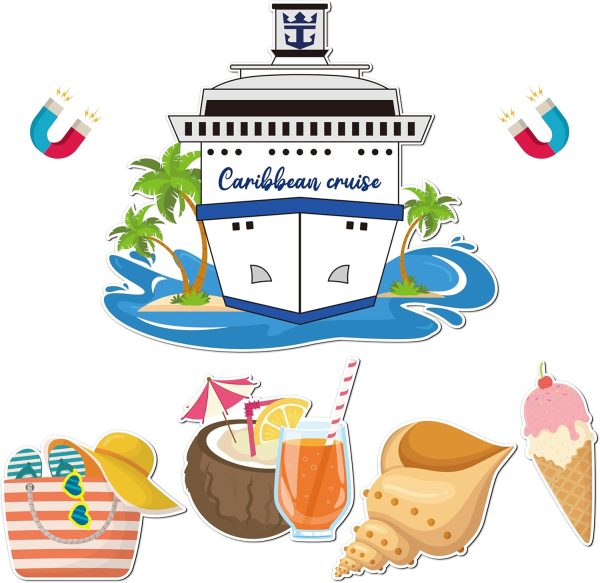 JAPBOR Cruise Door Decorations Magnetic - 5PCS Caribbean Cruise Magnet, Summer S... - Image 2