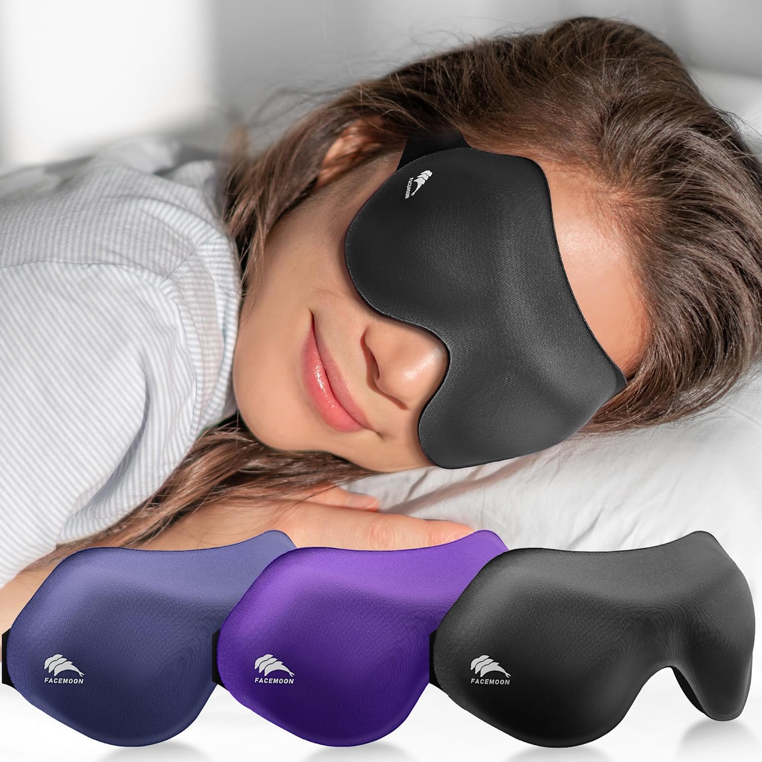 Sleep Eye Mask for Side Sleeper Men Women 3 Pack: 100% Blackout 3D Eye Masks for... 2 Sleep Eye Mask for Side Sleeper Men Women 3 Pack: 100% Blackout 3D Eye Masks for... - Image 2