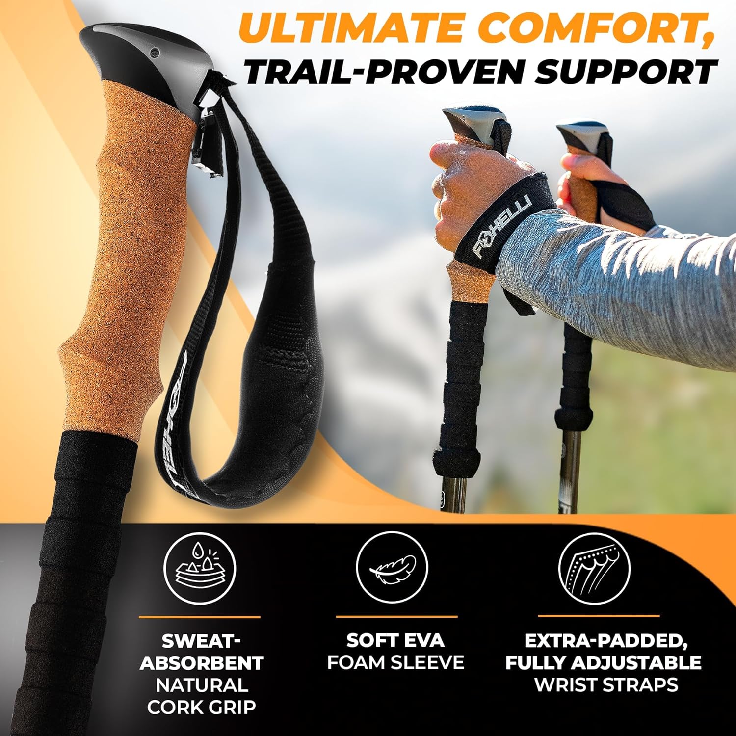 Foxelli Carbon Fiber Trekking Poles – Lightweight Collapsible Hiking Poles with ... 5 Foxelli Carbon Fiber Trekking Poles – Lightweight Collapsible Hiking Poles with ... - Image 5