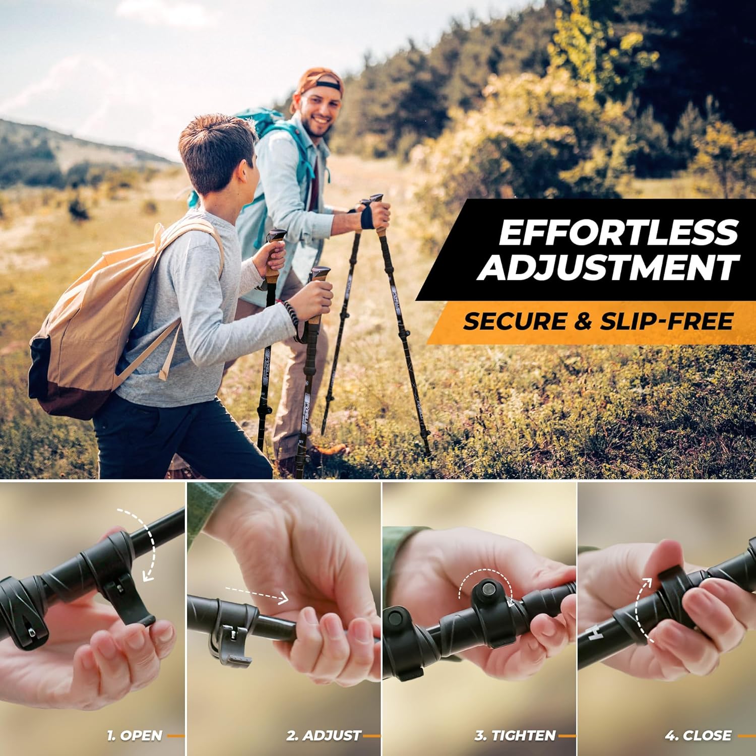 Foxelli Carbon Fiber Trekking Poles – Lightweight Collapsible Hiking Poles with ... 6 Foxelli Carbon Fiber Trekking Poles – Lightweight Collapsible Hiking Poles with ... - Image 6