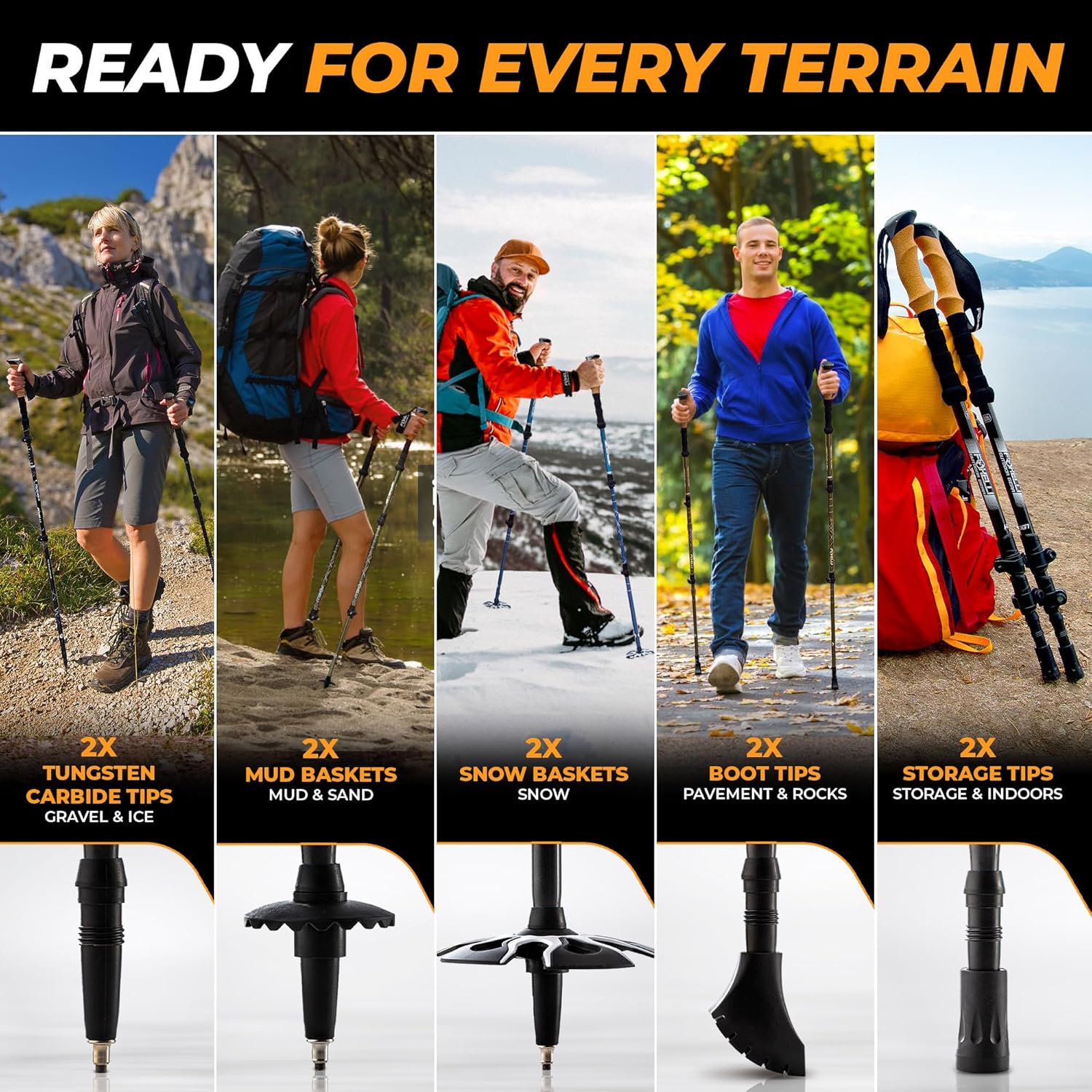 Foxelli Carbon Fiber Trekking Poles – Lightweight Collapsible Hiking Poles with ... 7 Foxelli Carbon Fiber Trekking Poles – Lightweight Collapsible Hiking Poles with ... - Image 7